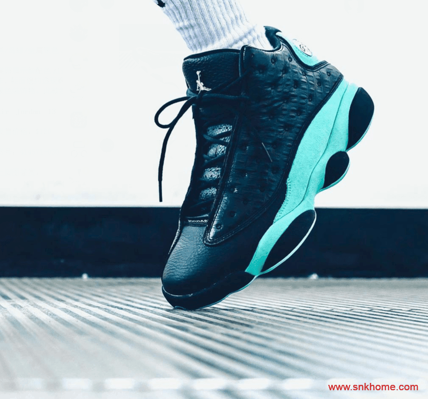 潮流资讯:黑/岛绿/金属银色Air Jordan 13 Retro上脚效果