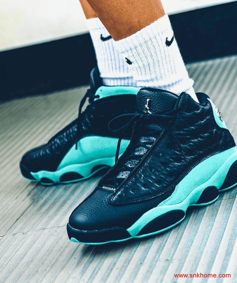 潮流资讯:黑/岛绿/金属银色Air Jordan 13 Retro上脚效果