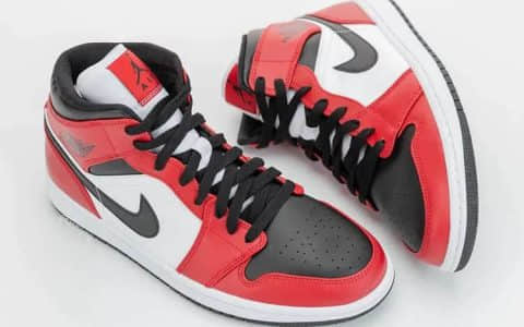 AJ1黑红经典中帮 两大 OG 配色融合!这双黑红 AJ1 Mid 看来就不便宜!货号:554724-069