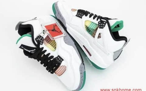 「Gucci」Air Jordan 4细节图 AJ4古驰配色 Air Jordan 4 WMNS “Rasta”  货号:AQ9129-100