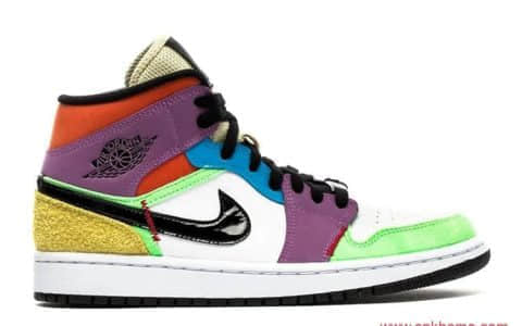 AJ1中帮 Air Jordan 1 Mid SE “Multi-Color” 酷似AJ1大金表  货号:CW1140-100