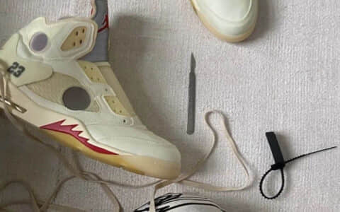 OFF-WHITE x Air Jordan 5 “Sail” 乳白 AJ5OW联名乳白配色什么时候发售 货号:CT8480-100
