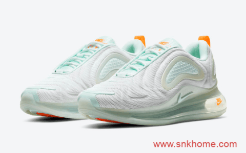清新夏季耐克MAX720白绿配色 Nike Air Max 720全掌气垫 货号CJ0632-101