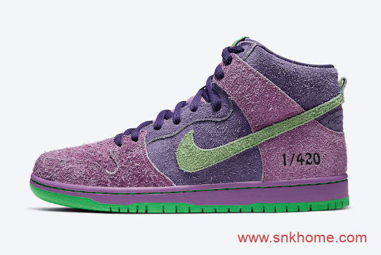反转臭鼬配色 Nike SB Dunk High“ Purple Skunk”紫色限定款 货号CW9971-500