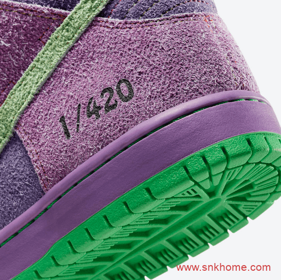 反转臭鼬配色 Nike SB Dunk High“ Purple Skunk”紫色限定款 货号CW9971-500