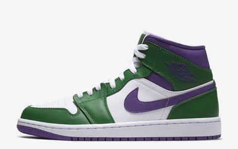Air Jordan 1 Mid “Incredible Hulk”白绿紫勾 AJ1绿巨人配色 货号：554724-300