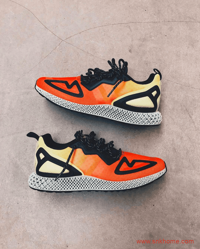 阿迪达斯4D跑鞋日落配色 adidas ZX 2K 4D “Solar Yellow”发售价格 货号:FV9028