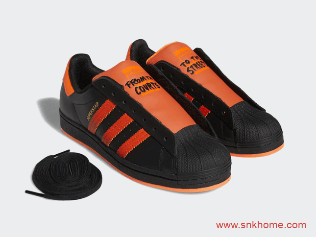 adidas Superstar Laceless 街头风贝壳头黑橙发售日期 货号:FV3021
