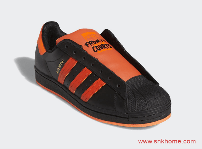 adidas Superstar Laceless 街头风贝壳头黑橙发售日期 货号:FV3021