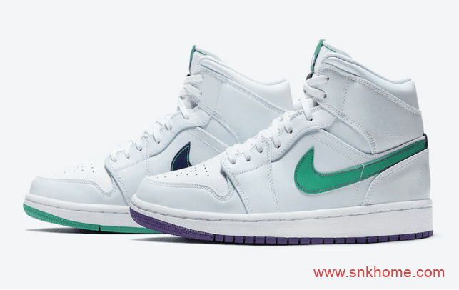 Air Jordan 1 Mid SE “Nike Hoops”鸳鸯配色 AJ1白绿发售信息 货号CW5853-100