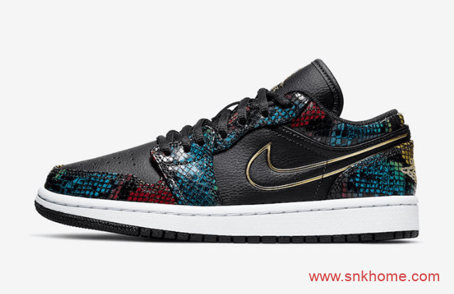 Air Jordan 1 Low彩蛇官图释出 AJ1彩色蛇纹低帮发售日期 货号:CW5580-001