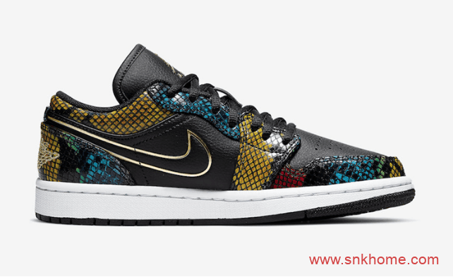 Air Jordan 1 Low彩蛇官图释出 AJ1彩色蛇纹低帮发售日期 货号:CW5580-001