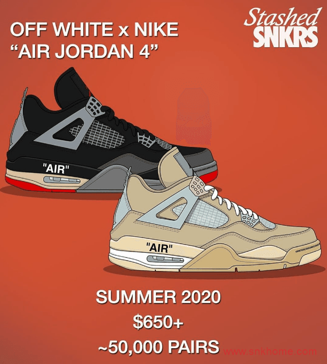 OFF-WHITE x AJ4 今年重磅球鞋AJ4OW联名咖啡色黑色实物图