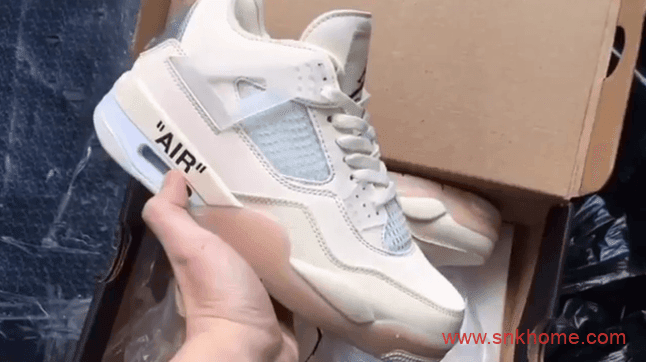 OFF-WHITE x AJ4 今年重磅球鞋AJ4OW联名咖啡色黑色实物图