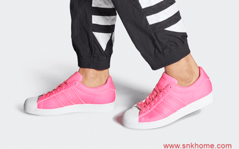 adidas Originals Superstar Solar Pink 阿迪达斯荧光粉贝壳头发售价格 货号:FY2743