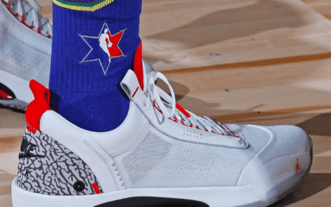 Air Jordan 34 Low “White Cement”   AJ34东契奇白水泥经典爆裂纹 货号：CZ7747-101