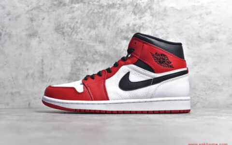 Air Jordan 1 MiD 纯原版本AJ1芝加哥中帮 AJ1白红中帮 货号：554725-173