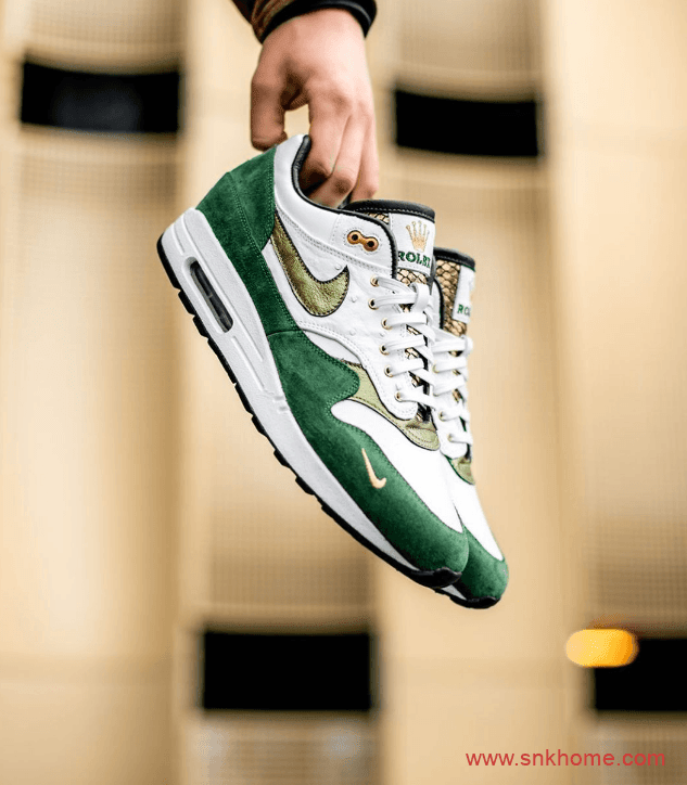 太奢华!劳力士AJ1联名白绿 耐克MAX1劳力士联名款上脚图