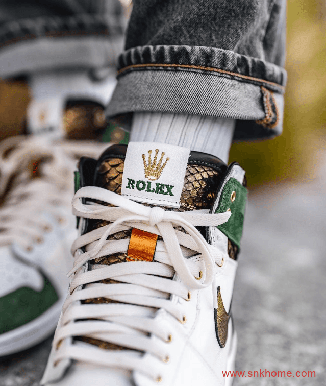 太奢华!劳力士AJ1联名白绿 耐克MAX1劳力士联名款上脚图