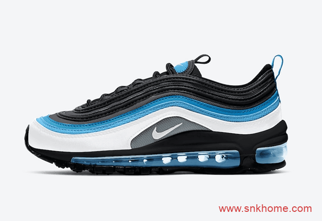 Nike Air Max 97 GS 耐克子弹气垫白黑蓝配色发售日期 货号:921522-106