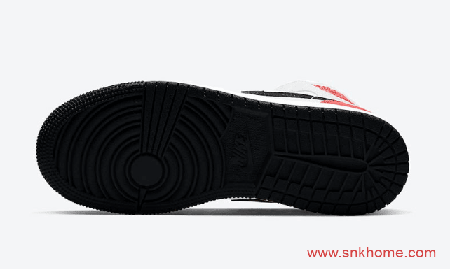 Air Jordan 1 Mid GS  AJ1中帮黑脚趾扣碎 AJ1白黑红绿中帮发售价格 货号:BQ6931-100