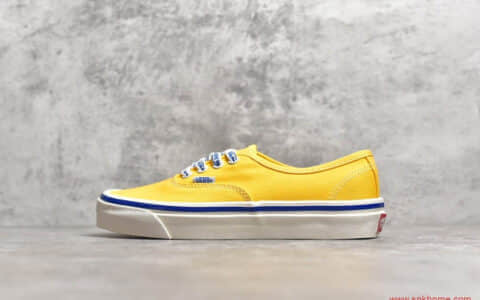 Vans安纳海姆鞋带Logo印花 万斯黄色有鞋带一脚蹬帆布鞋