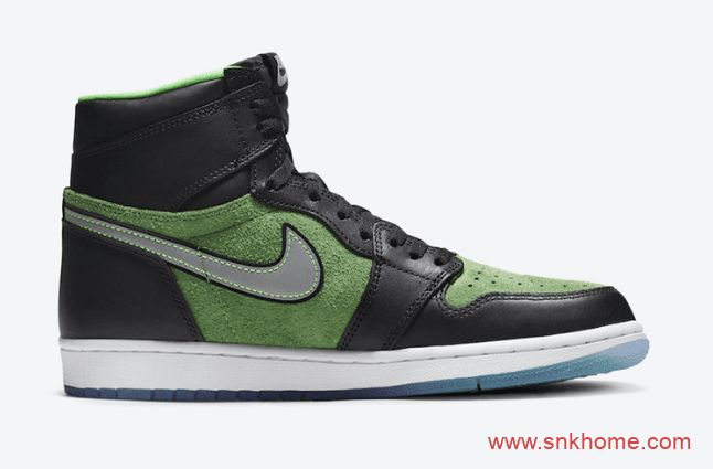 Air Jordan 1 High Zoom “Rage Green”  AJ1黑绿翻毛皮反光材质 AJ1Zoom黑绿高帮 货号:CK6637-002