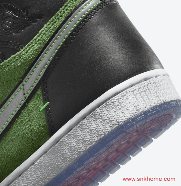 Air Jordan 1 High Zoom “Rage Green”  AJ1黑绿翻毛皮反光材质 AJ1Zoom黑绿高帮 货号:CK6637-002