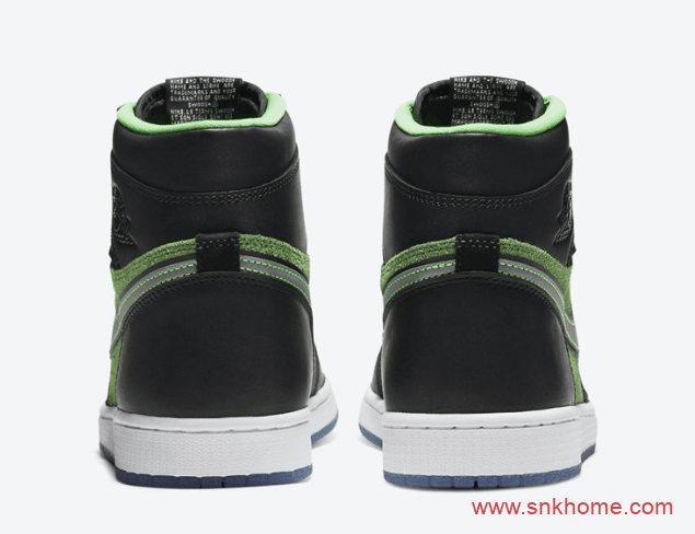Air Jordan 1 High Zoom “Rage Green”  AJ1黑绿翻毛皮反光材质 AJ1Zoom黑绿高帮 货号:CK6637-002