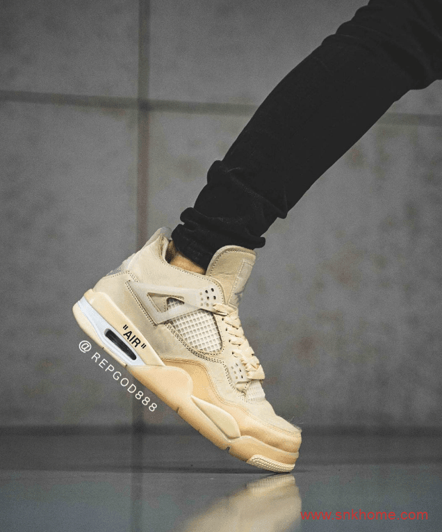 OFF-WHITE x Air Jordan 4 “Sail”  字节质感无敌 AJ4OW联名米黄色发售日期 货号:CV9388-100