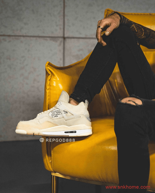 OFF-WHITE x Air Jordan 4 “Sail”  字节质感无敌 AJ4OW联名米黄色发售日期 货号:CV9388-100
