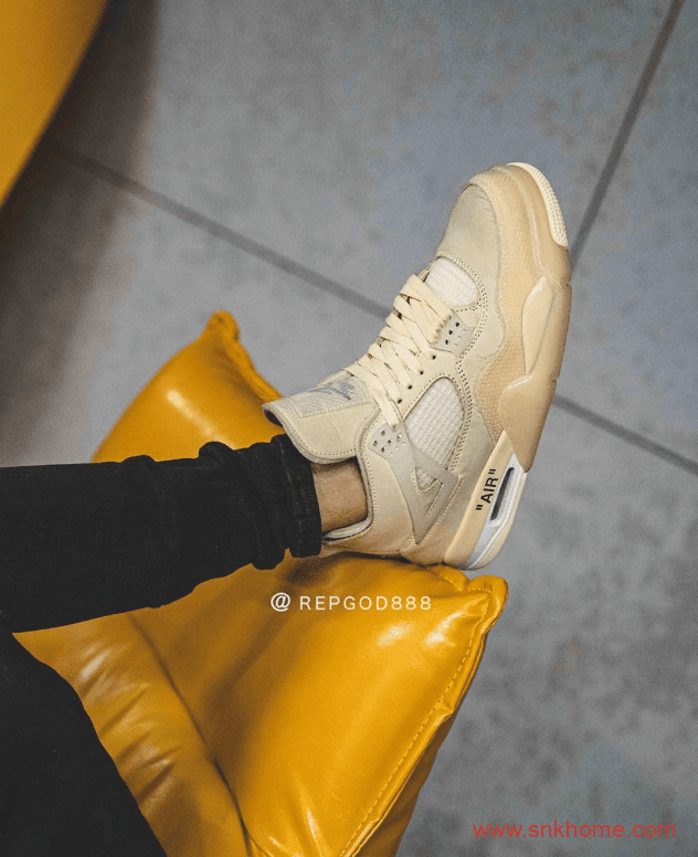 OFF-WHITE x Air Jordan 4 “Sail”  字节质感无敌 AJ4OW联名米黄色发售日期 货号:CV9388-100