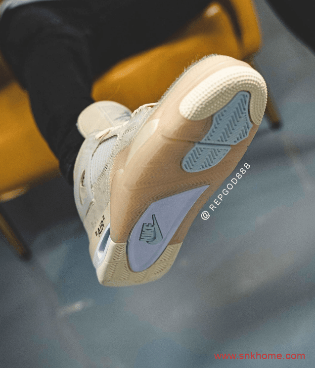 OFF-WHITE x Air Jordan 4 “Sail”  字节质感无敌 AJ4OW联名米黄色发售日期 货号:CV9388-100