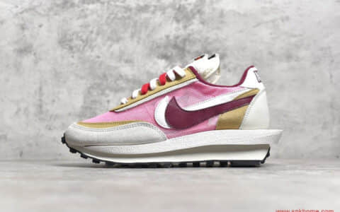 耐克Sacai联名解构鞋走秀款双勾粉灰透气跑鞋 Sacai x NIKE LVD Waffle Daybreak 货号:BV0073-500