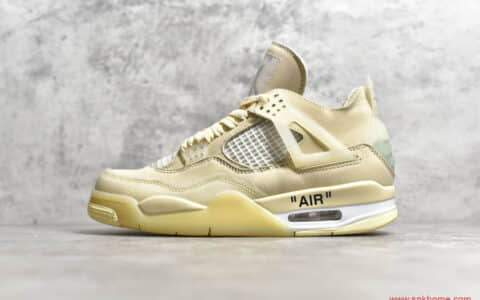 Off-White x Air Jordan 4 Cream/Sail OW AJ4OW联名款米黄色 AJ4走秀款 货号：CV9388-100