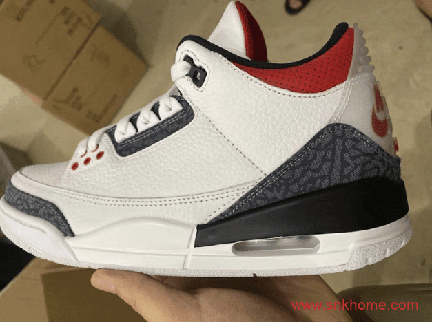 Air Jordan 3 SE “Denim” 新火焰红AJ3爆裂纹牛仔单宁面料实物图曝光 货号：CZ6431-100