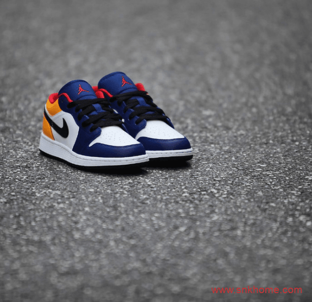Air Jordan 1 Low 蓝黄拼接 夏季就穿AJ1低帮蓝黄配色还有GS规格 货号:553558-123/553560-123(GS)