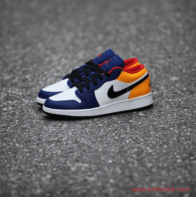 Air Jordan 1 Low 蓝黄拼接 夏季就穿AJ1低帮蓝黄配色还有GS规格 货号:553558-123/553560-123(GS)