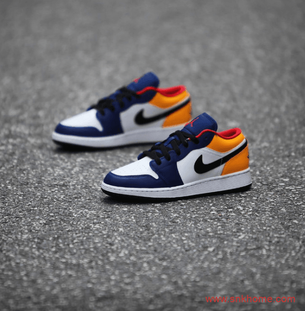 Air Jordan 1 Low 蓝黄拼接 夏季就穿AJ1低帮蓝黄配色还有GS规格 货号:553558-123/553560-123(GS)