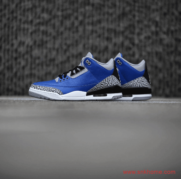 Air Jordan 3 “Varsity Royal” 黑蓝AJ3爆裂纹 AJ3皇家蓝经典复刻发售 货号:CT8532-400