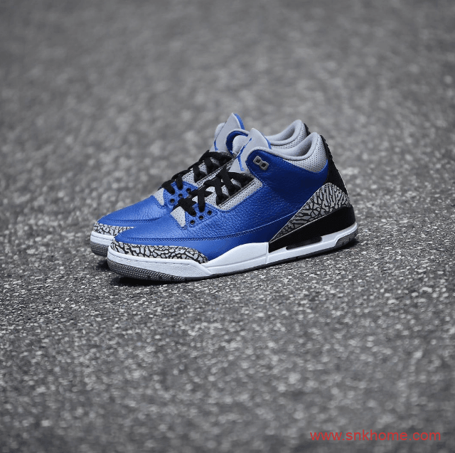 Air Jordan 3 “Varsity Royal” 黑蓝AJ3爆裂纹 AJ3皇家蓝经典复刻发售 货号:CT8532-400