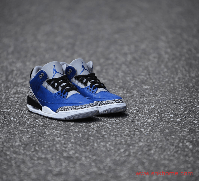 Air Jordan 3 “Varsity Royal” 黑蓝AJ3爆裂纹 AJ3皇家蓝经典复刻发售 货号:CT8532-400