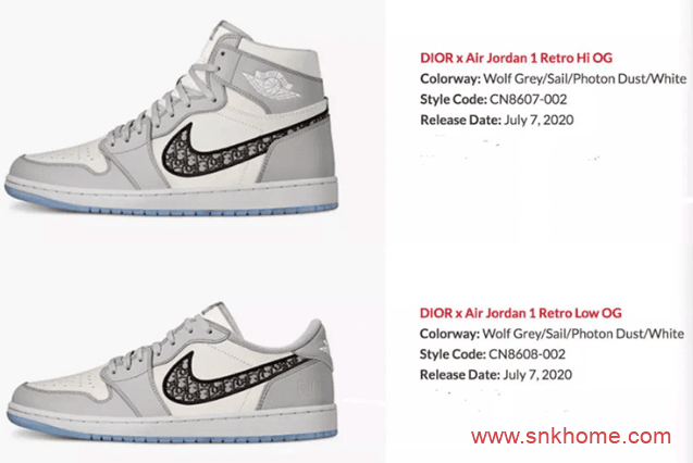 Dior x Air Jordan 1高低帮同时发售 AJ迪奥联名全国八家店铺发售 赶紧来看看吧!