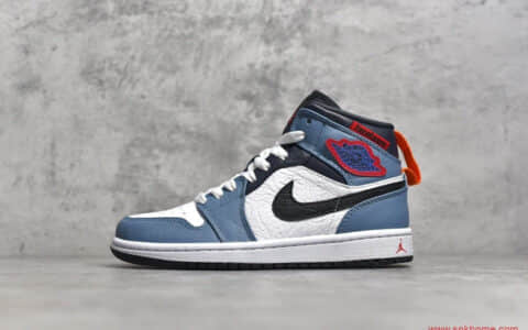 Air Jordan 1 Mid 莆田纯原版本AJ1中帮白蓝 货号：CU2802-100