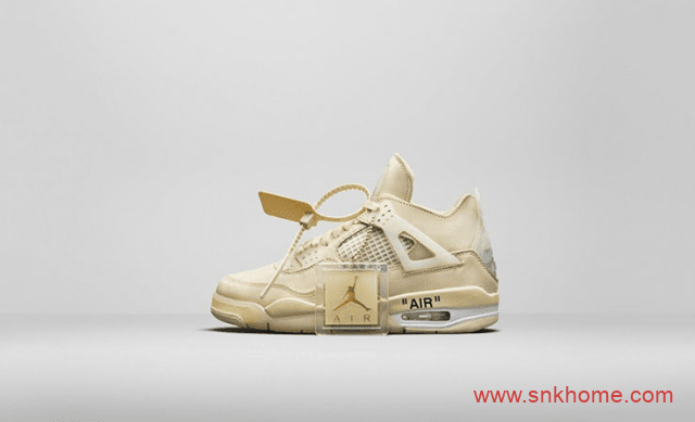 OFF-WHITE x Air Jordan 4 “Sail” 拍卖结束 AJ4OW联名米黄色拍卖款20万刀成交 货号:CV9388-100