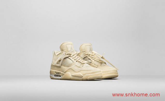 OFF-WHITE x Air Jordan 4 “Sail” 拍卖结束 AJ4OW联名米黄色拍卖款20万刀成交 货号:CV9388-100