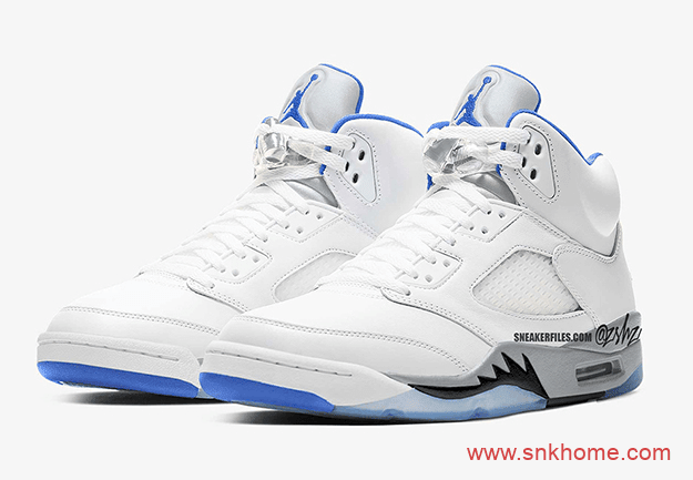 白蓝AJ5白色球鞋 Air Jordan 5 “Hyper Royal” AJ5皇家蓝效果图 货号:DD0587-140