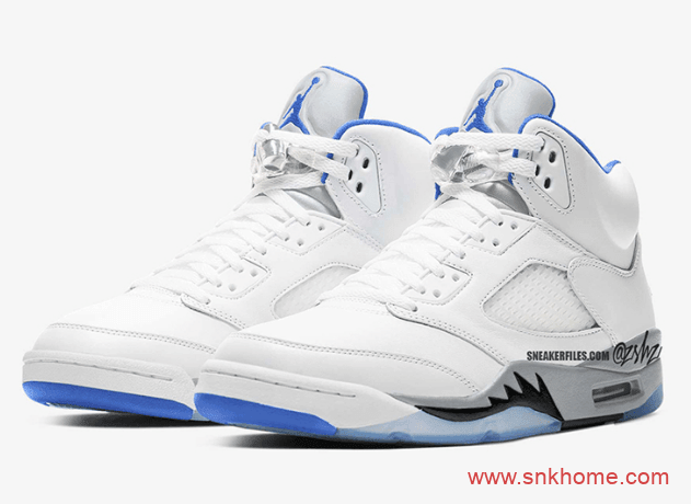白蓝AJ5白色球鞋 Air Jordan 5 “Hyper Royal” AJ5皇家蓝效果图 货号:DD0587-140