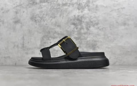 麦昆代工厂Alexander McQueen/ 麦昆黑色金属凉鞋麦昆增高鞋