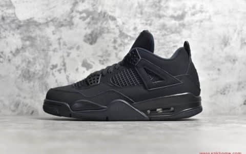 纯原版本AJ4黑猫 Air Jordan 4纯黑球鞋 货号：CU1110-010
